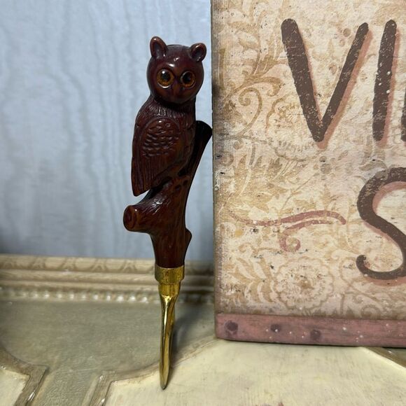 Vintage 70s Look Groovy Owl Figurine Brass Bottle Opener Adorable - Picture 14 of 16